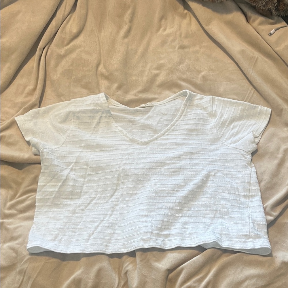 Madewell White Textured Crop Top